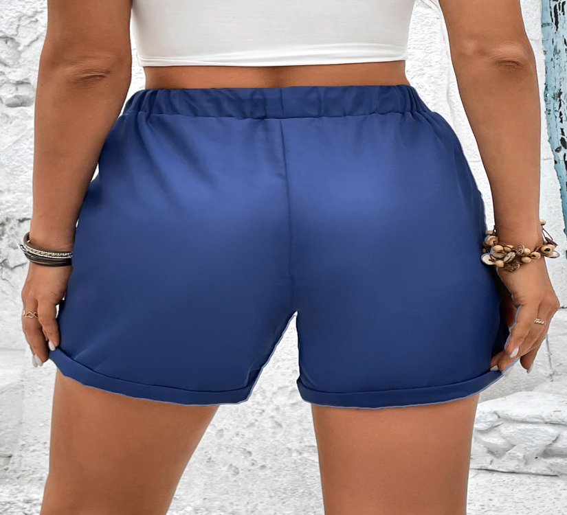 Pocket Navy Drawastring High Waisted Shorts